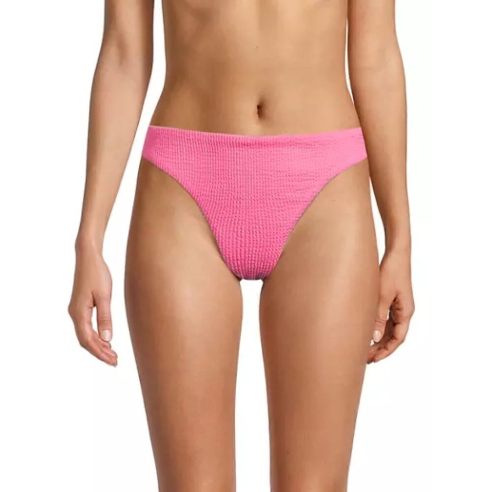 VERONICA BEARD 'Marau' Textured-Rib Bikini Bottom, Pink Sherbet